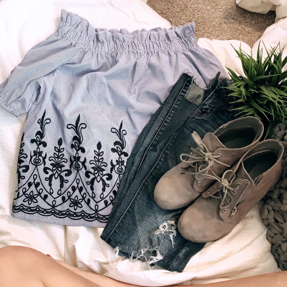 Rebellion Blue Off The Shoulder Shirt